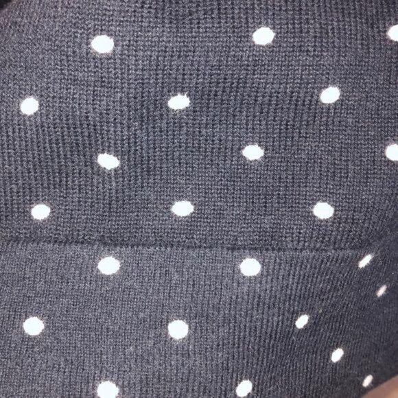 Eddie Bauer Womens L Polka Dot Cardigan Sweater Navy & White Cotton - Picture 2 of 6